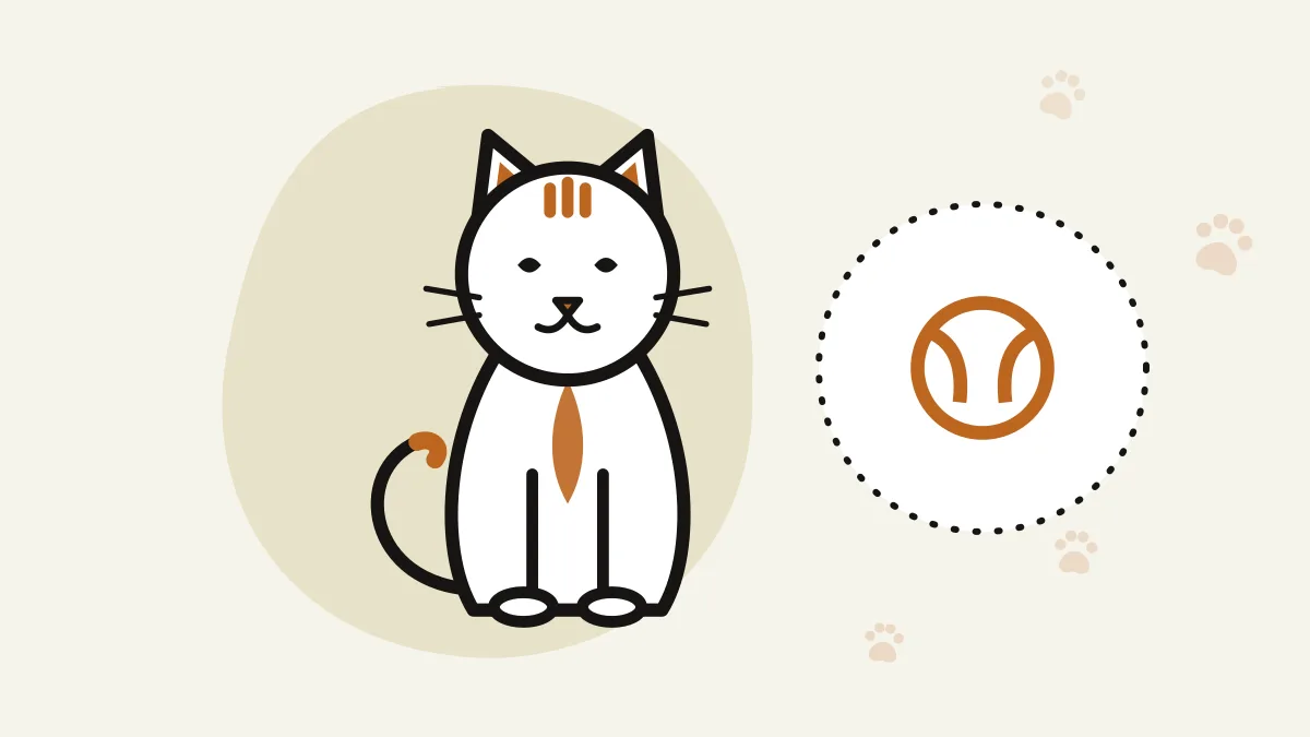 Illustration of a cat with a training ball icon
