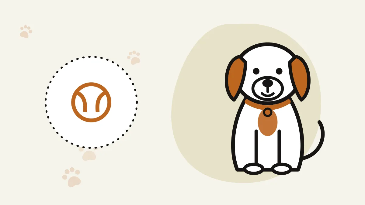 Illustration of a dog with a training ball icon