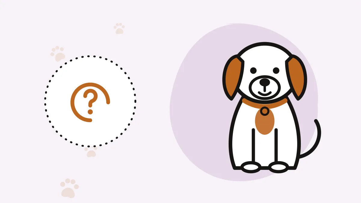 Illustration of a dog with a behavior question mark icon