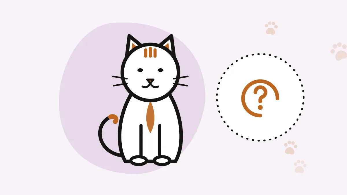 Illustration of a cat with a behavior question mark icon